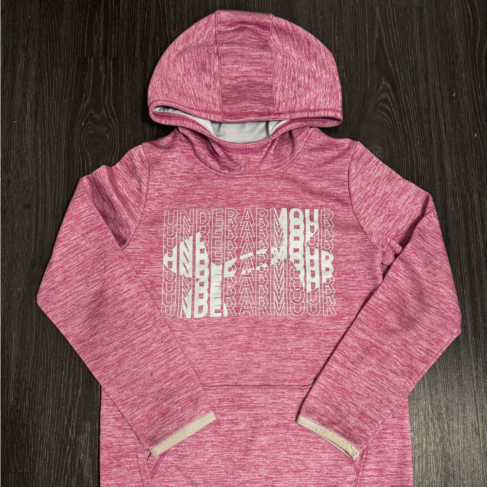 Girls UA Athletic Pink Active Cold Gear Polyester Classic Hoodie Size Medium